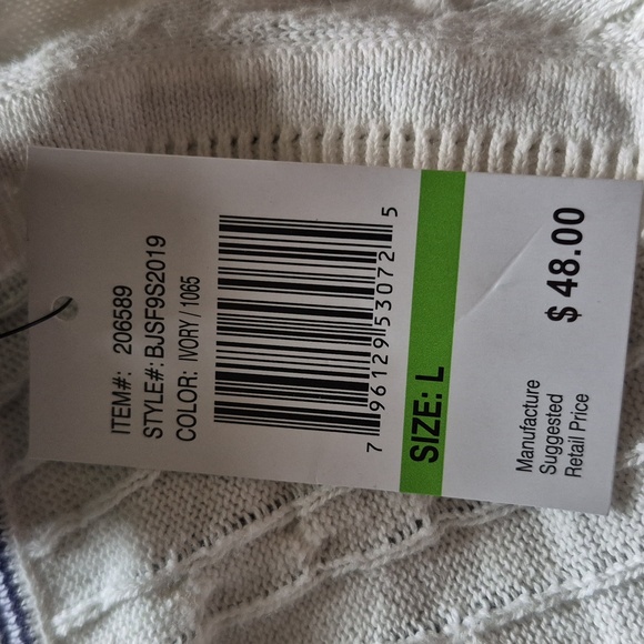 V Neck Cable Sweater Sz.L  NWT Ivory - Picture 7 of 7